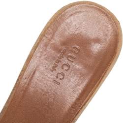 Pre Owned صندل سلايد غوتشي سوبريم كانفاس جي جي بيج وجلد مق اس 37.5