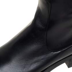 Pre Owned Gucci Black Leather Knee Length Boots Size 38.5