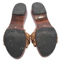 مملوكة مسبقًا صندل سلايد غوتشي جلد ذهبي مقاس 38