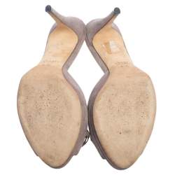 Pre Owned حذاء سلايد غوتشي سويدي بيج هورسبيت مقدمة مفتوحة مقاس 38.5