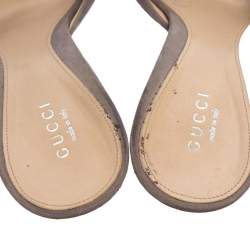Pre Owned حذاء سلايد غوتشي سويدي بيج هورسبيت مقدمة مفتوحة مقاس 38.5