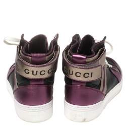 Gucci Metallic Tri Color Leather New Basketball High Top Sneakers Size 40