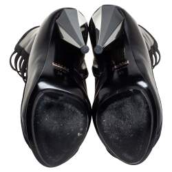 Gucci Black Elastic And Leather Isadora Gladiator Booties Size 35