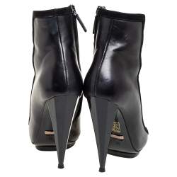 Gucci Black Elastic And Leather Isadora Gladiator Booties Size 35