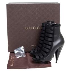 Gucci Black Elastic And Leather Isadora Gladiator Booties Size 35