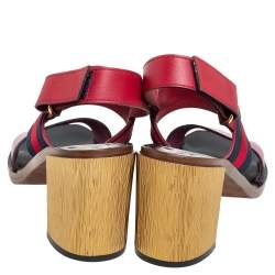 Pre Owned Gucci Multicolor Leather and Canvas Web Horsebit Sandals Size 37