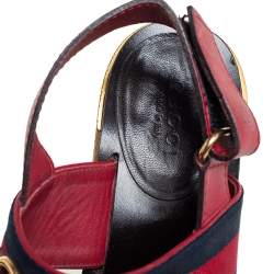 Pre Owned Gucci Multicolor Leather and Canvas Web Horsebit Sandals Size 37