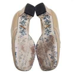 Pre Owned Gucci Beige Patent Leather Victoire GG Logo Block Heel Pumps Size 37