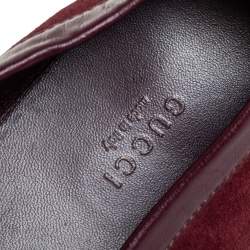 Pre Owned حذاء لوفرز غوتشي سويدي عنابي سليب أون مقاس 37.5