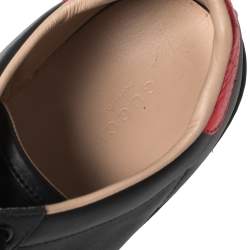 Pre Owned Gucci Black Leather Ace Web Low Top Sneakers Size 39.5