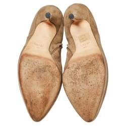 Pre Owned حذاء بوت غوتشي سويدي بني نعل سميك مقاس 38