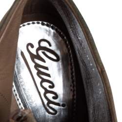 Pre Owned حذاء بوت غوتشي سويدي بني نعل سميك مقاس 38