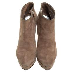 Pre Owned حذاء بوت غوتشي سويدي بني نعل سميك مقاس 38