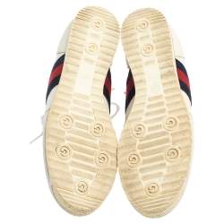 مملوكة مسبقًا حذاء رياضي غوتشي  ويب جلد غوتشيسيما أبيض بعنق منخفض مقاس 39