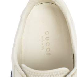 مملوكة مسبقًا حذاء رياضي غوتشي  ويب جلد غوتشيسيما أبيض بعنق منخفض مقاس 39