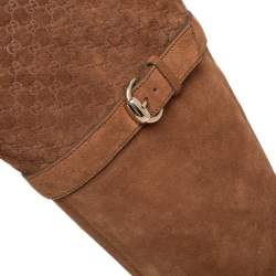 Gucci Brown Suede Microguccissima Knee Boot Size 38.5