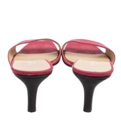 Pre Owned Gucci Pink GG Canvas Open Toe Slide Sandals Size 37.5