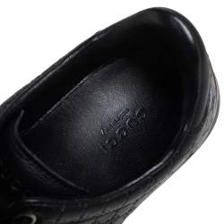 Pre Owned حذاء رياضي غوتشي جلد ميكروغوتشيسيما أسود بعنق منخفض مقاس 38