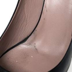 Pre Owned حذاء كعب عالي غوتشي هورسبيت جلد أسود بمقدمة مفتوحة ونعل سميك مقاس 38.5