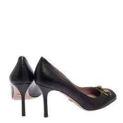Pre Owned Gucci Black Leather Jolene Horsebit Pumps Size 40