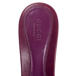 مملوكة مسبقًا Gucci Purple Leather Hollywood Horsebit Open Toe Slide Sandals Size 36