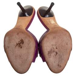 مملوكة مسبقًا Gucci Purple Leather Hollywood Horsebit Open Toe Slide Sandals Size 36