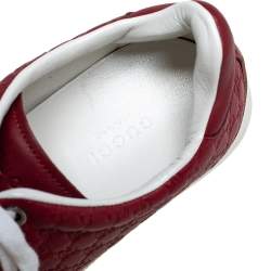 Pre Owned حذاء رياضي غوتشي جلد ميكروغوتشيسيما أحمر بعنق مرتفع مقاس 36