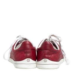 Pre Owned حذاء رياضي غوتشي جلد ميكروغوتشيسيما أحمر بعنق مرتفع مقاس 36