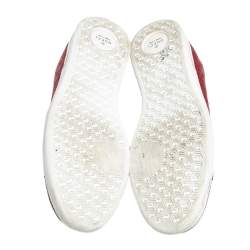 Pre Owned حذاء رياضي غوتشي جلد ميكروغوتشيسيما أحمر بعنق مرتفع مقاس 36