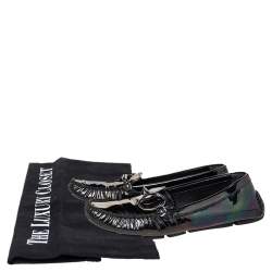 Gucci Multicolor Iridescent Patent Leather Horsebit Slip On Loafers Size 38