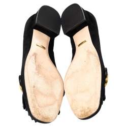 مملوكة مسبقًا Gucci Black Suede GG Marmont Block Heel Pumps Size 39.5