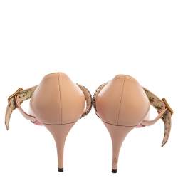 Pre Owned Gucci Beige Leather Sylvie Embellishment Pumps Size 38