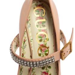 Pre Owned Gucci Beige Leather Sylvie Embellishment Pumps Size 38