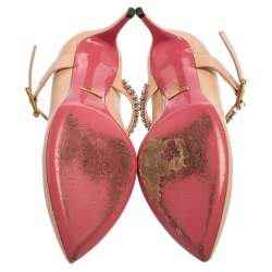 Pre Owned Gucci Beige Leather Sylvie Embellishment Pumps Size 38