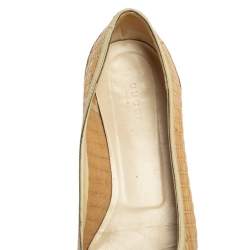 مملوكة مسبقًا Gucci Beige Raffia Bamboo Horsebit Ballet Flats Size 41