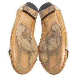 مملوكة مسبقًا Gucci Beige Raffia Bamboo Horsebit Ballet Flats Size 41