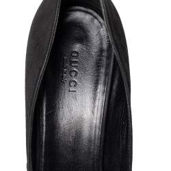 Gucci Black/Gold Suede Knotted Peep Toe Pumps Size 38.5