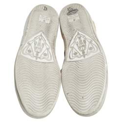 مملوكة مسبقًا Gucci Gold Leather Ace Blind For Love Blind Web Detail Low Top Sneakers Size 37.5