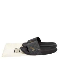 Pre Owned حذاء فلات سلايد غوتشي تايغر سوبريم جي جي أسود مقاس 38.5