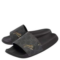 Pre Owned حذاء فلات سلايد غوتشي تايغر سوبريم جي جي أسود مقاس 38.5