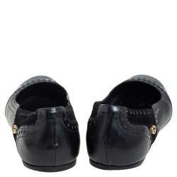 Pre Owned Gucci Black Suede and Leather Ballet Flats Size 41