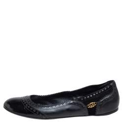 Pre Owned Gucci Black Suede and Leather Ballet Flats Size 41