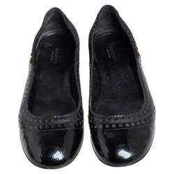 Pre Owned Gucci Black Suede and Leather Ballet Flats Size 41