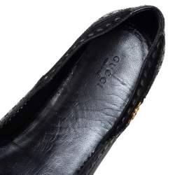 Pre Owned Gucci Black Suede and Leather Ballet Flats Size 41