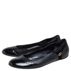 Pre Owned Gucci Black Suede and Leather Ballet Flats Size 41