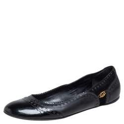 Pre Owned Gucci Black Suede and Leather Ballet Flats Size 41