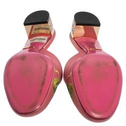 Pre Owned Gucci Pink Satin Dragon Embroidery Mule Sandals Size 38.5