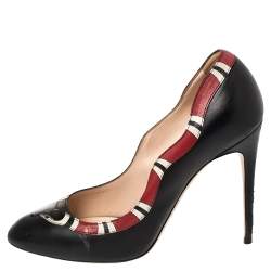 مملوكة مسبقًا Gucci Black Leather Yoko Snake High Heel Pumps Size 40