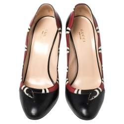 مملوكة مسبقًا Gucci Black Leather Yoko Snake High Heel Pumps Size 40