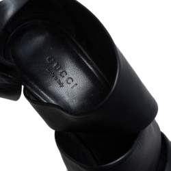 مملوكة مسبقًا حذاء بوت للركبه غوتشي جلد أسود هيلينا غلادياتور نعل سميك مقاس 37.5